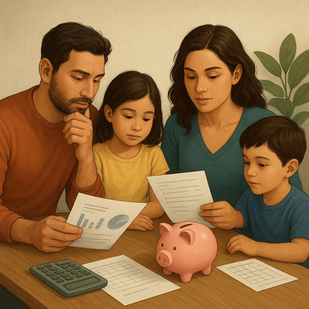 Painel financeiro com gráficos para organização financeira familiar